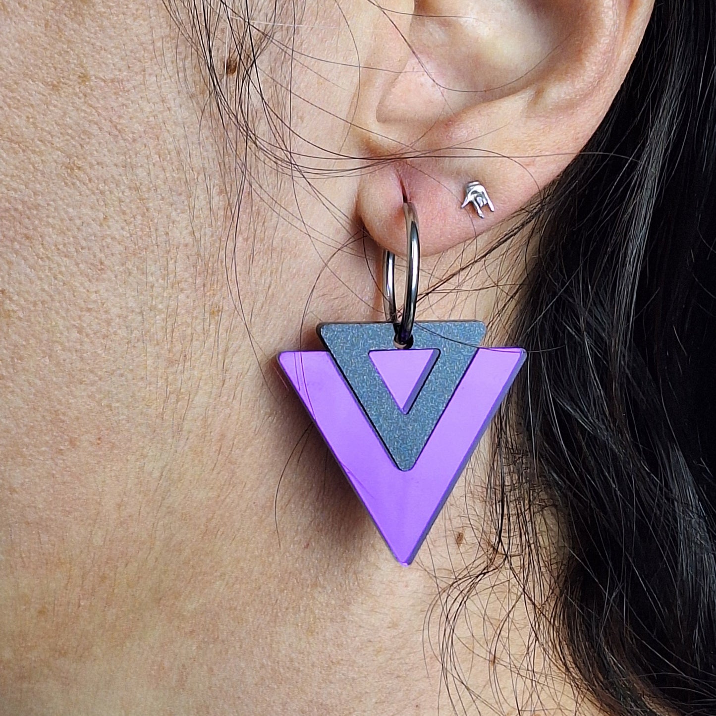 Pendientes Triangulares Bicolor Espejo