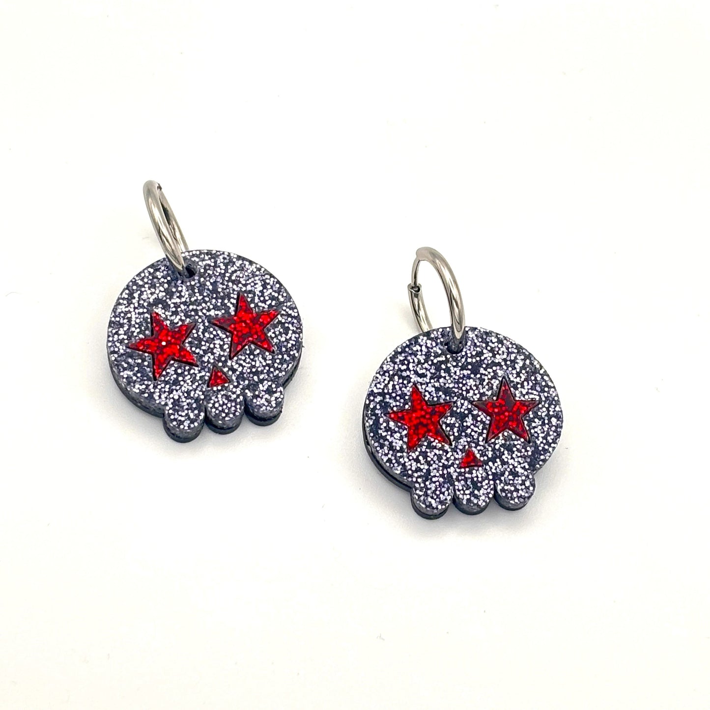 Pendientes de Calavera Kawai purpurina