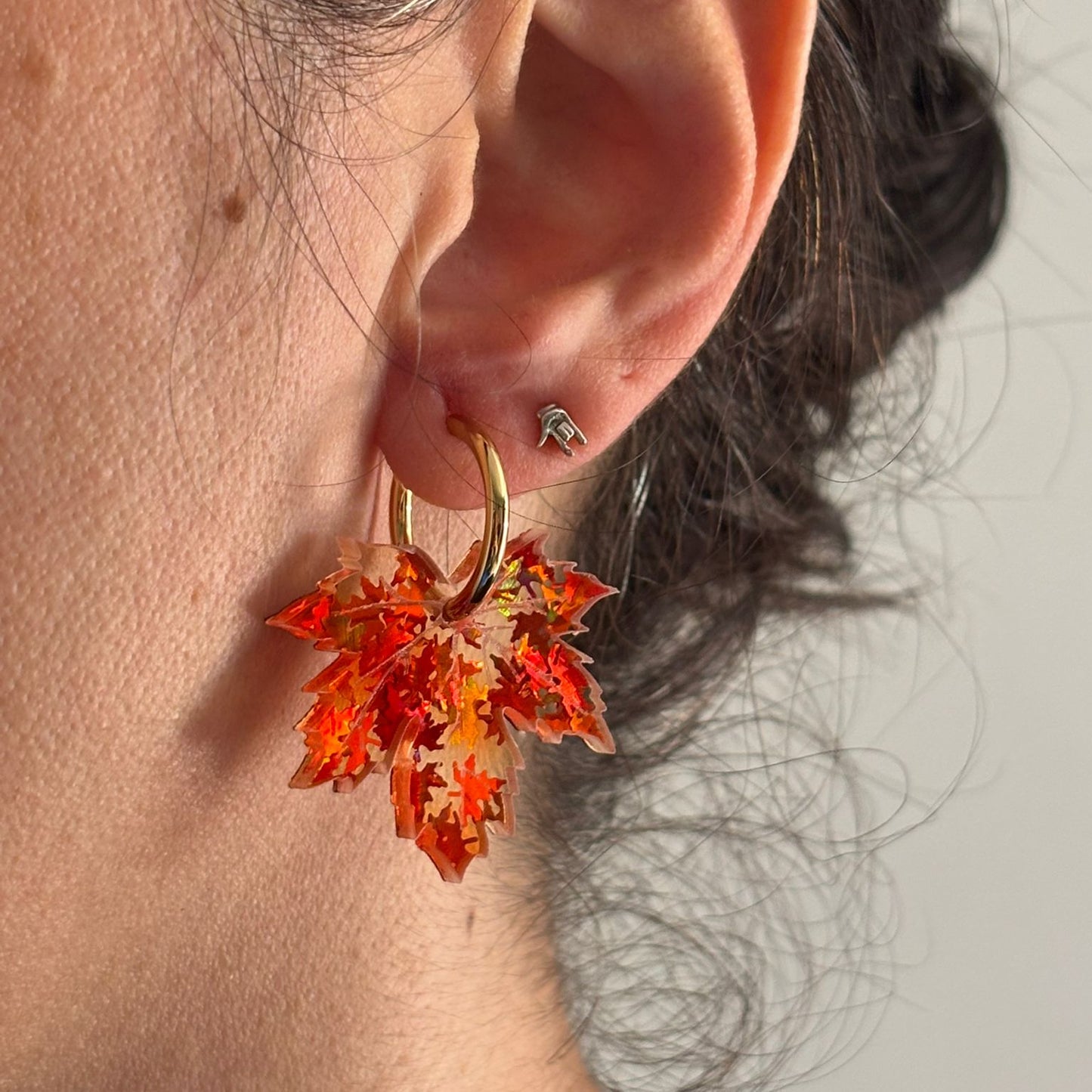 Pendientes Hoja de Otoño estampada