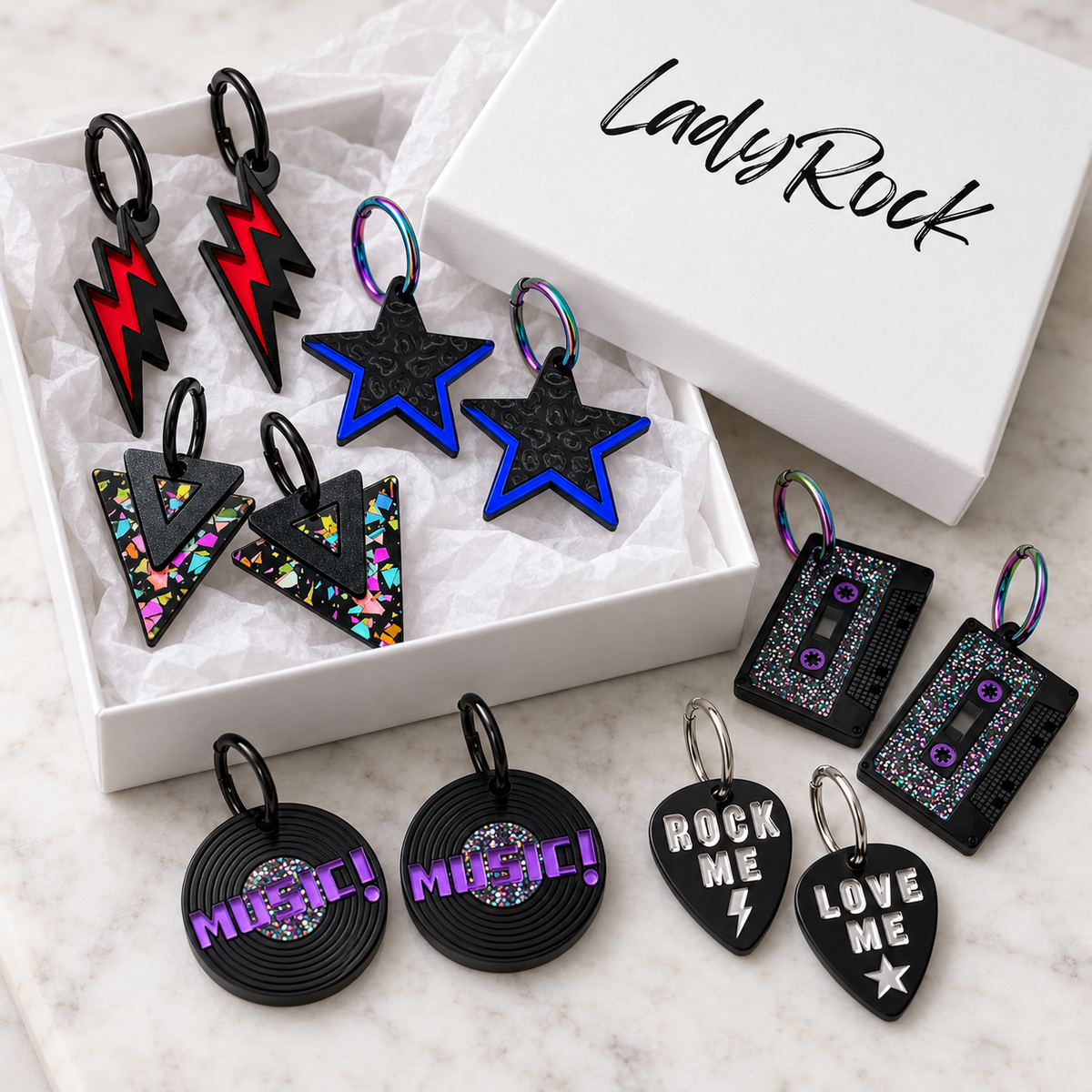 Cajita Sorpresa Navidad (6 pendientes + 1 regalito extra)