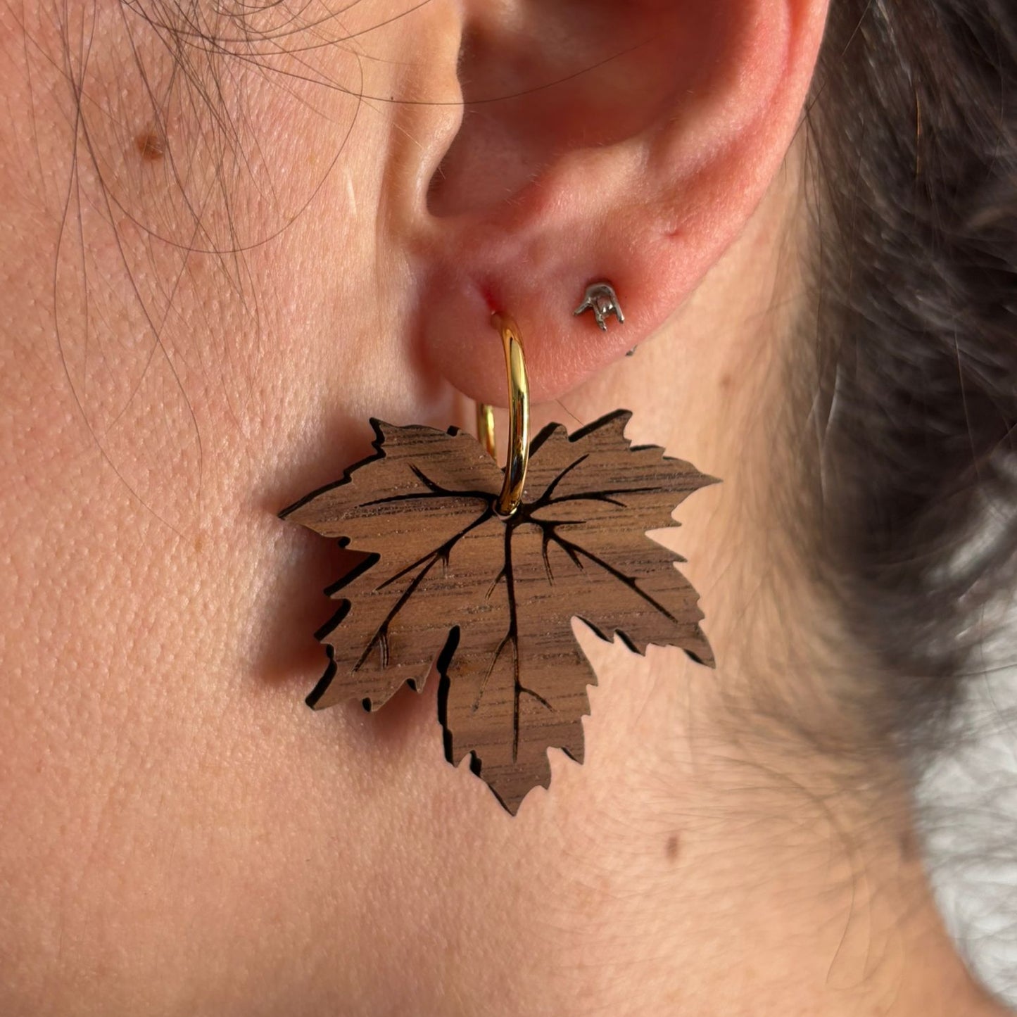 Pendientes Hoja de Otoño madera