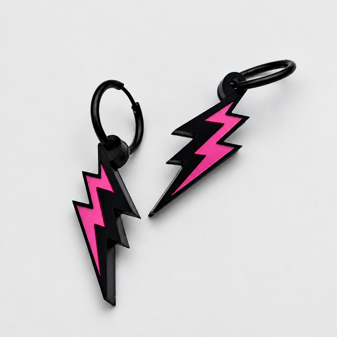 Pendientes Rayo Eléctrico Neón