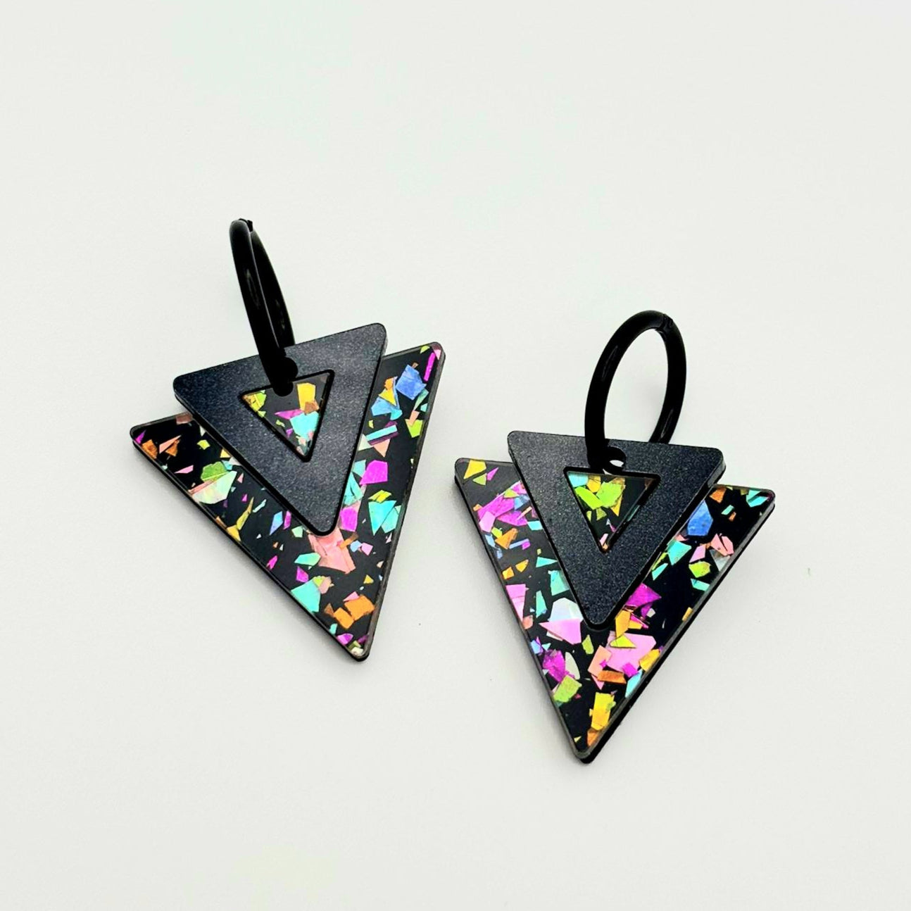 Pendientes Triangulares Bicolor Glitter