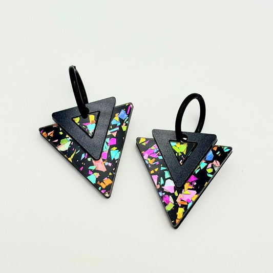 Pendientes Triangulares Bicolor Glitter