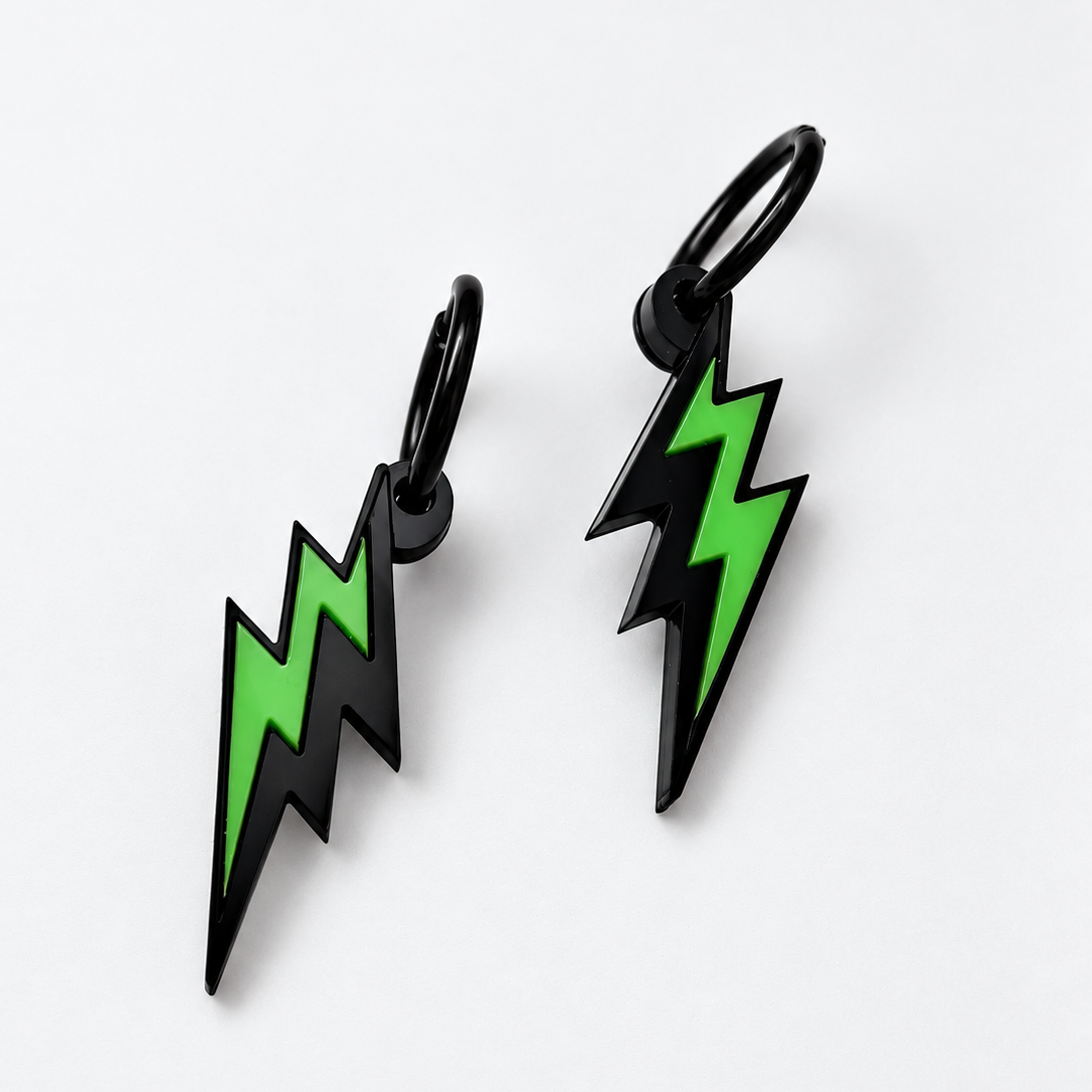 Pendientes Rayo Eléctrico Neón