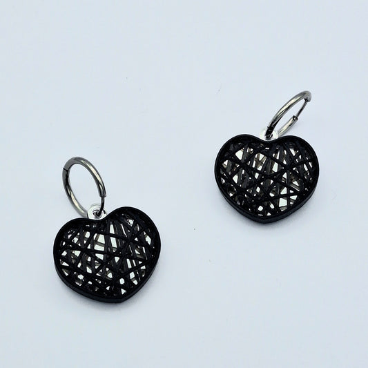 Pendientes Corazón 3D Negro