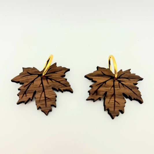 Pendientes Hoja de Otoño madera