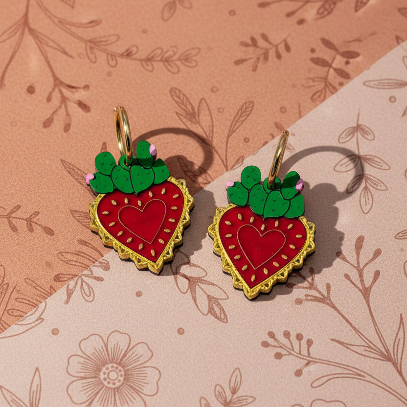 Pendientes Corazón Cactus
