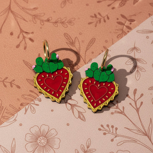 Pendientes Corazón Cactus